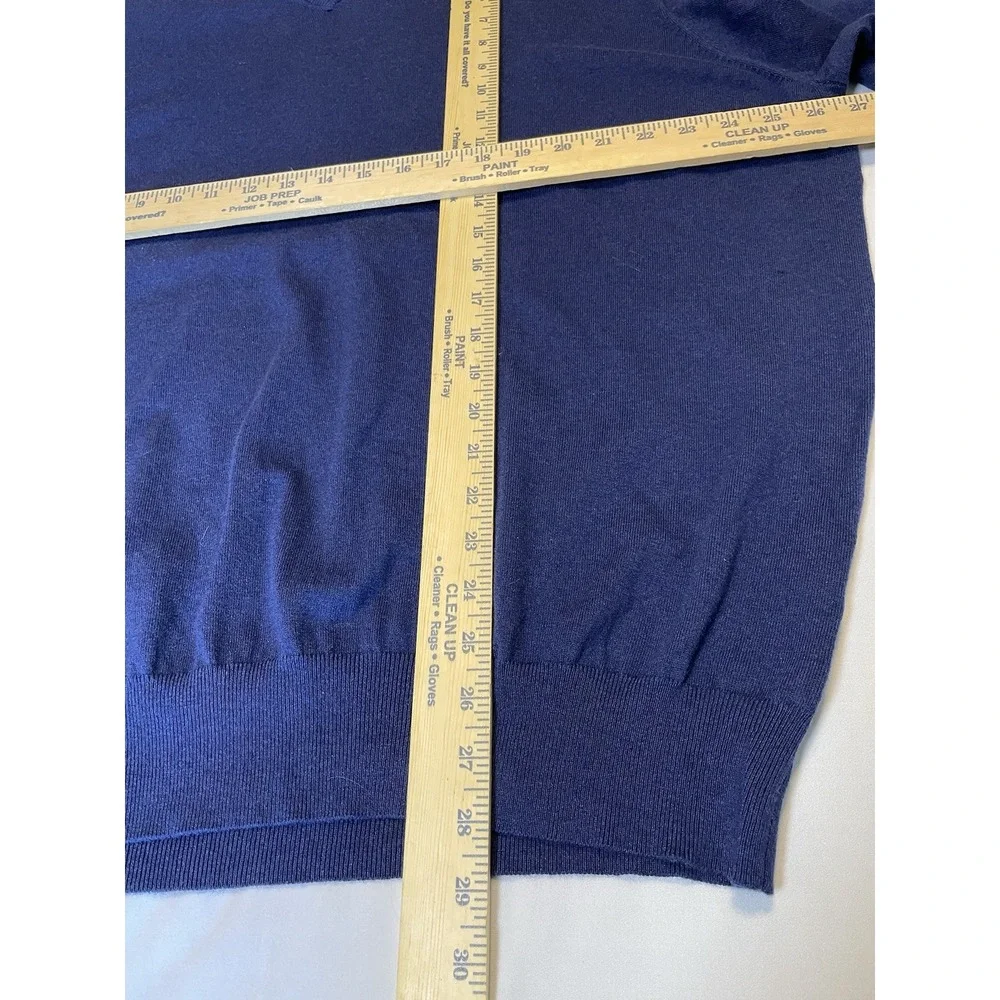 Peter Millar Blue SILK CASHMERE‎ Cotton V-Neck Jumper Pullover Sweater Size 2XL